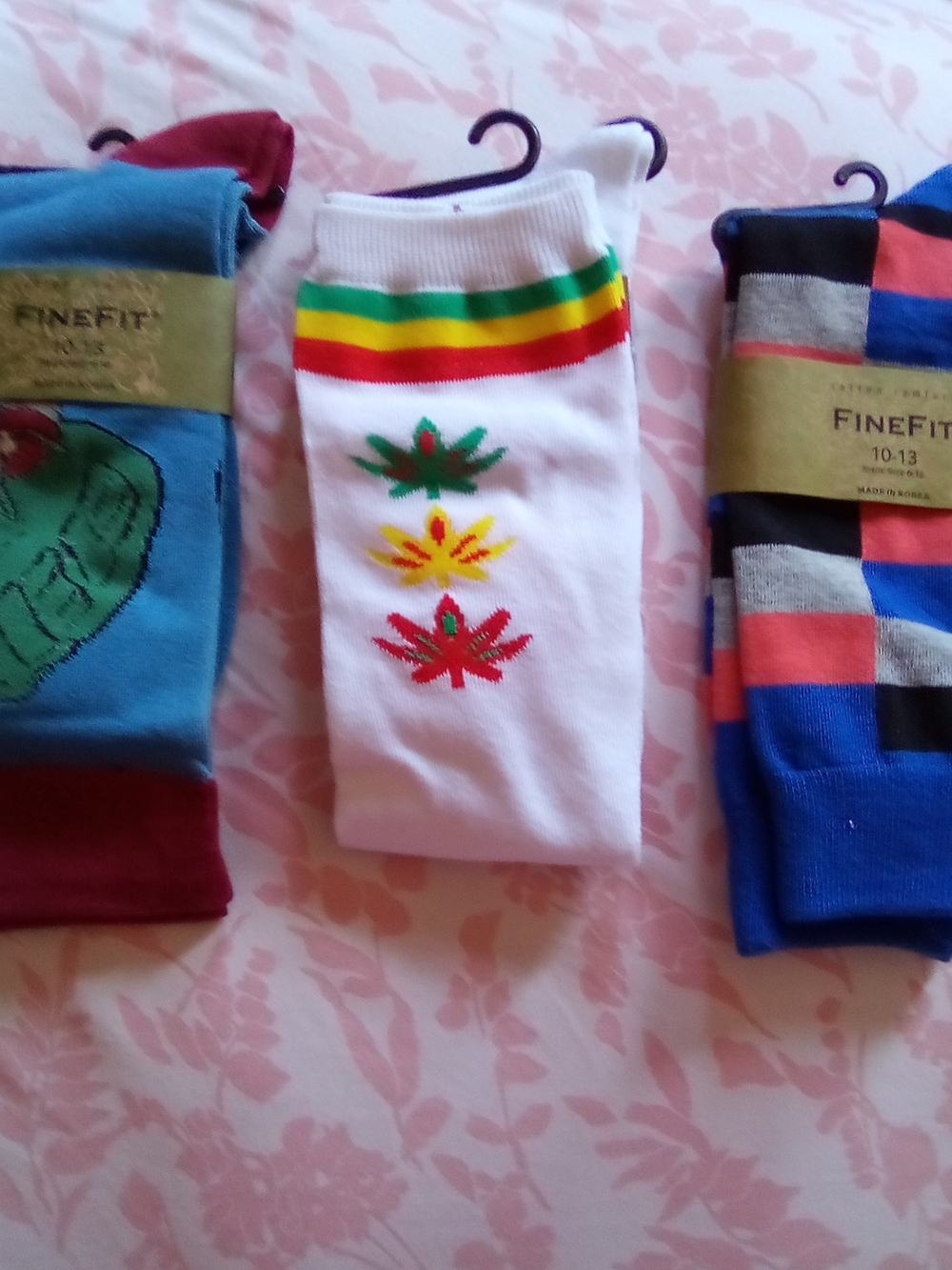 White Crew Socks with Red, Yellow & Green Accents ( Bag E )